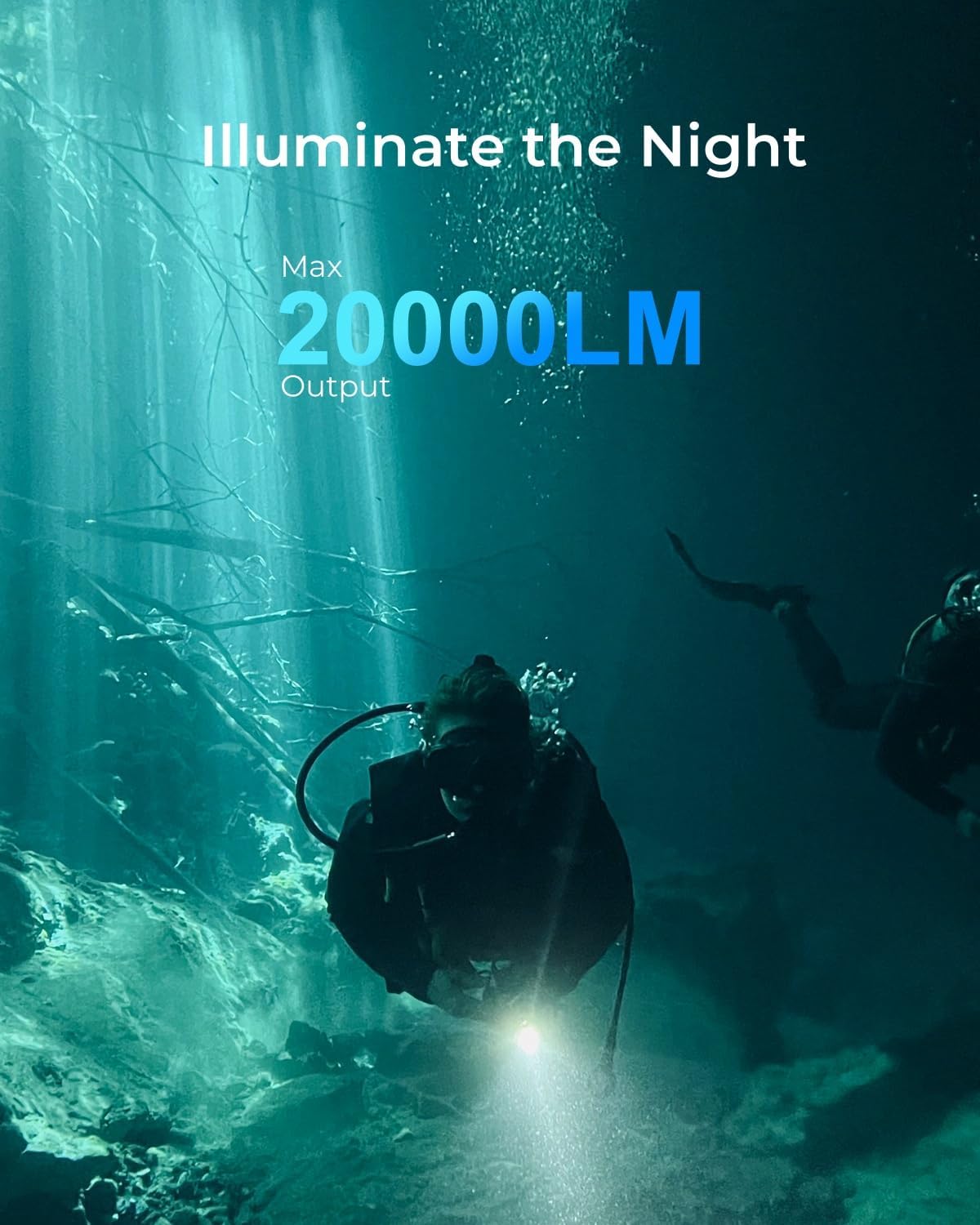 Linterna buceo 20000 lúmenes impermeable 5000mAh recargable