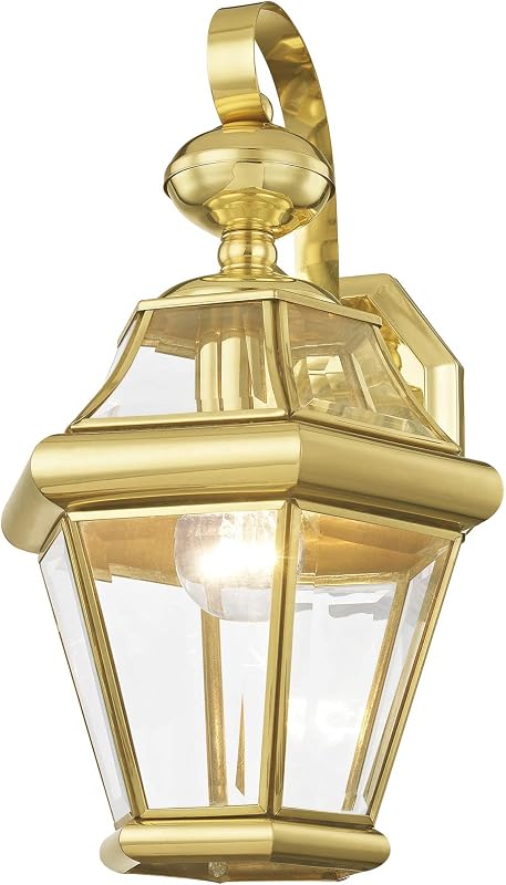 Farol pared exterior vidrio biselado transparente latón