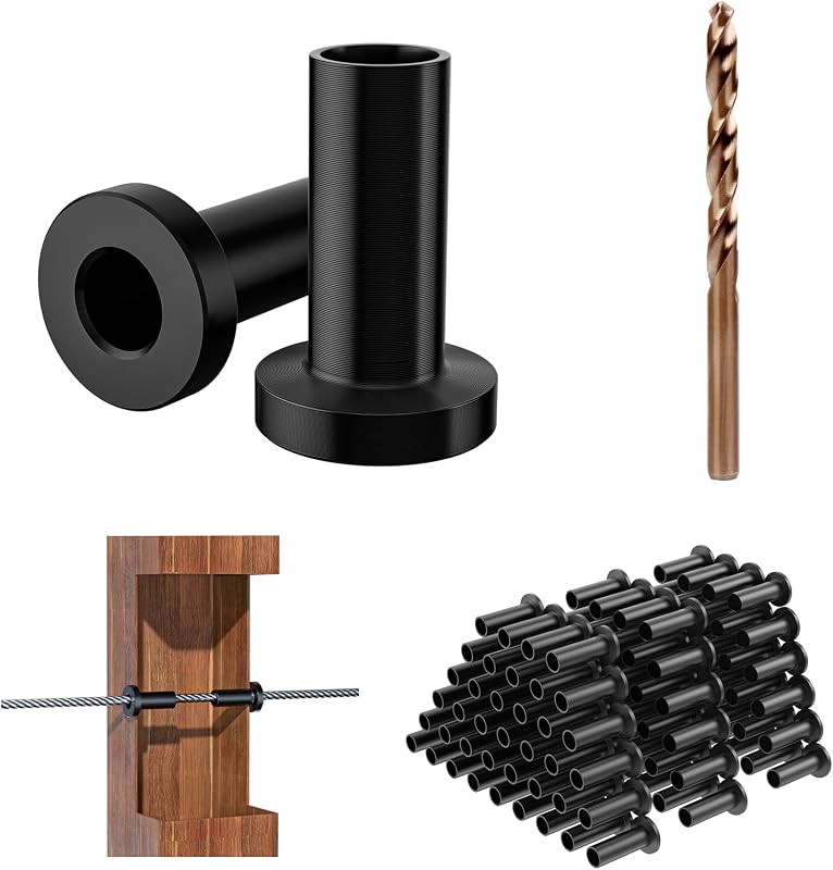 120 Fundas barandilla cable negro 1/8 5/32 3/16 acero inox