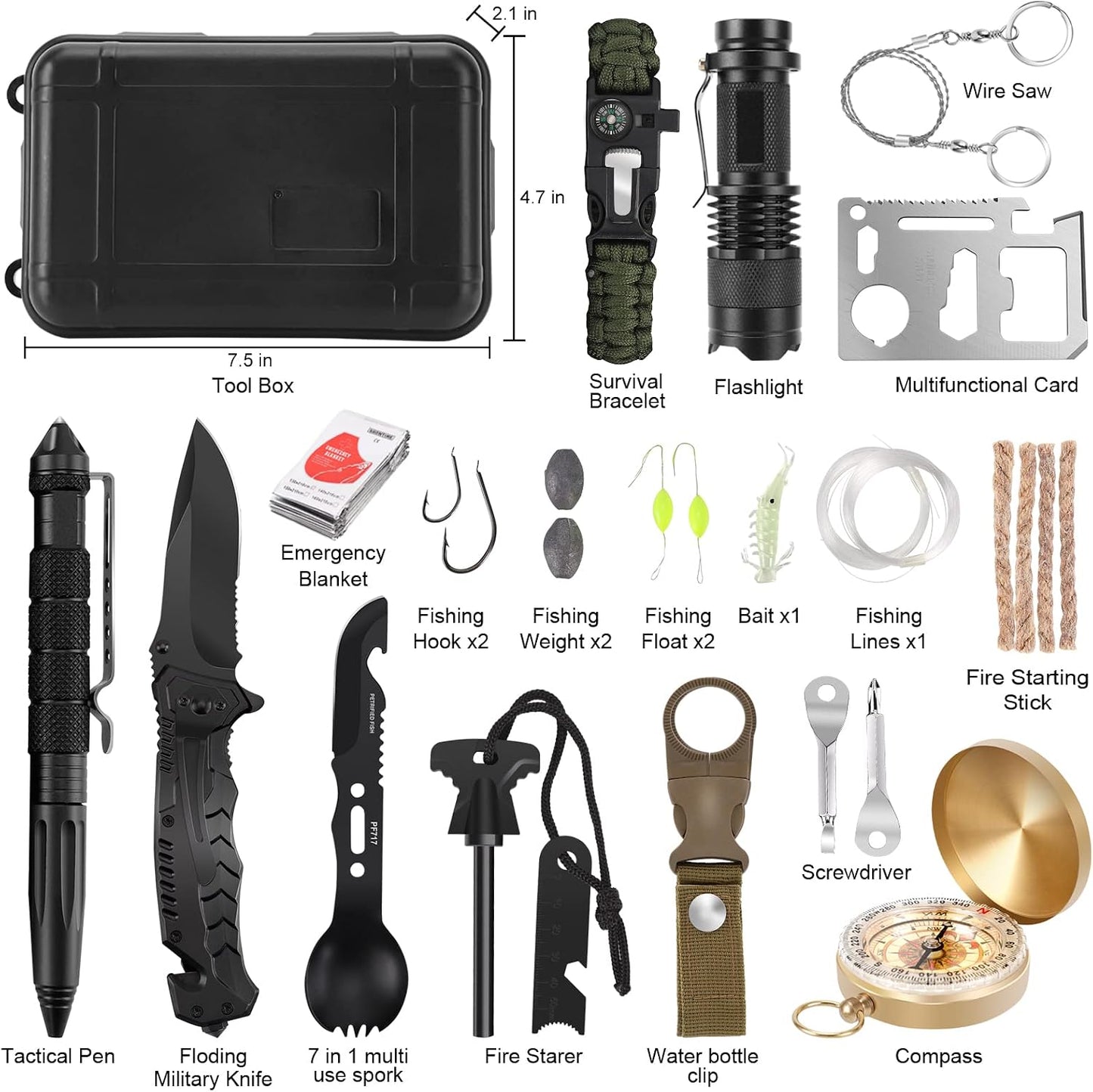 Kit supervivencia 28en1 para hombres al aire libre