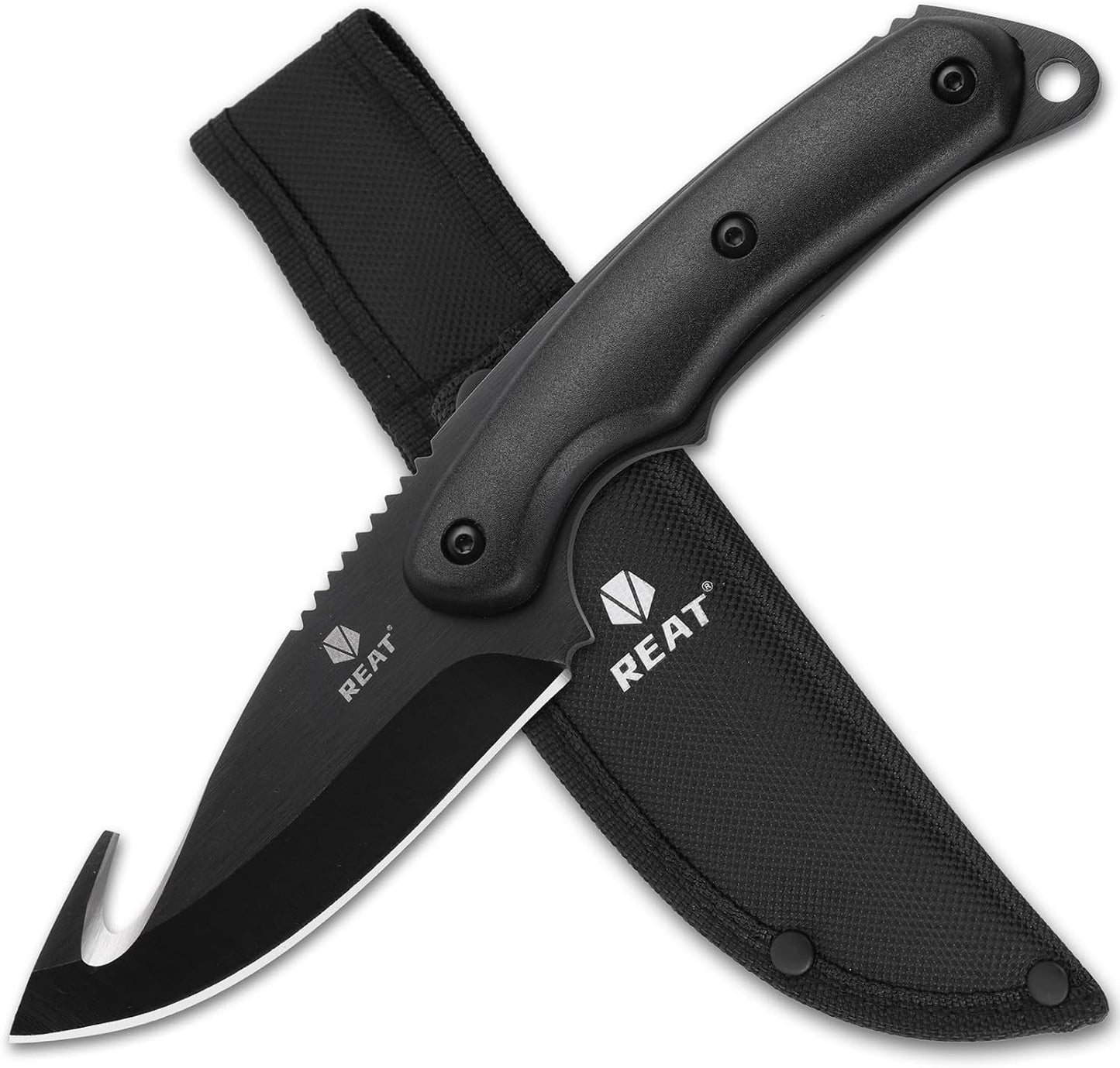 Cuchillo fijo acero 440 8" funda gancho ABS ergonómico