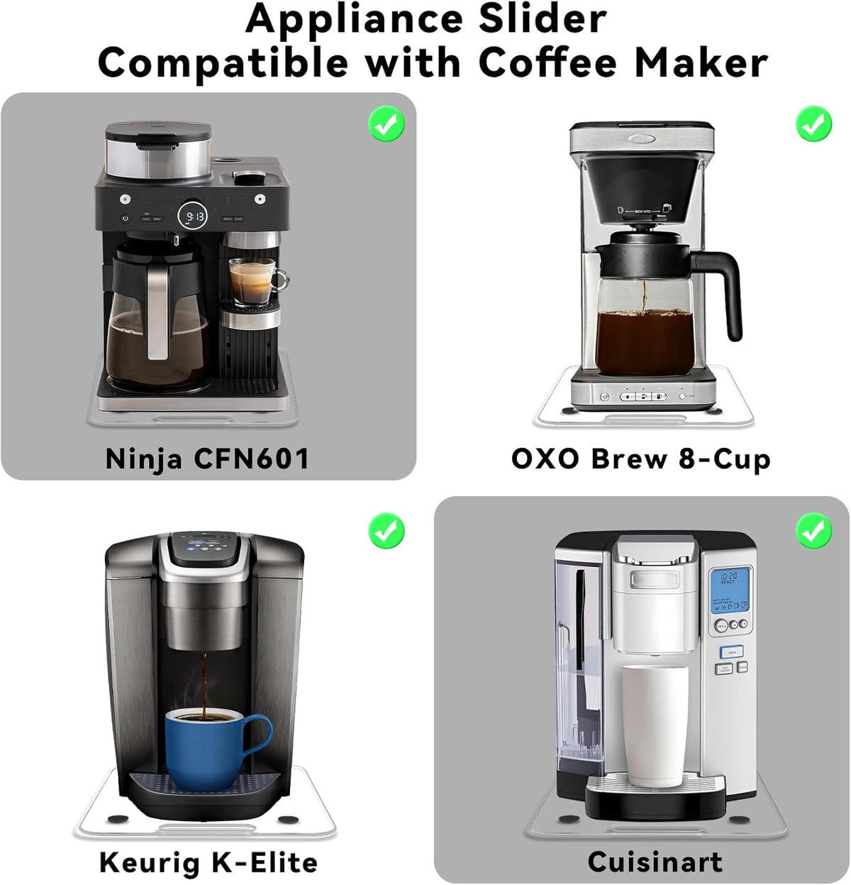 Deslizador acrílico para cafetera encimera 10.6x14pulg
