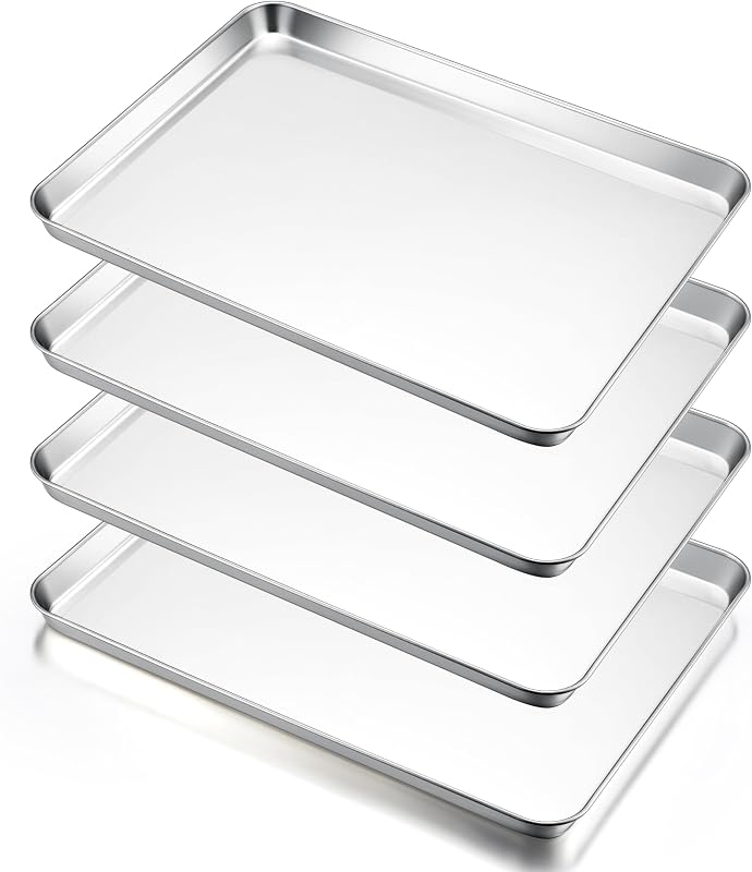 Set 4 bandejas acero inox 20x14pulg para horno galletas