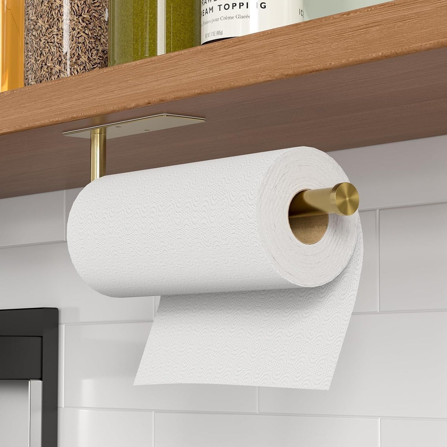 Toallero papel acero inox autoadhesivo pared cocina baño dorado