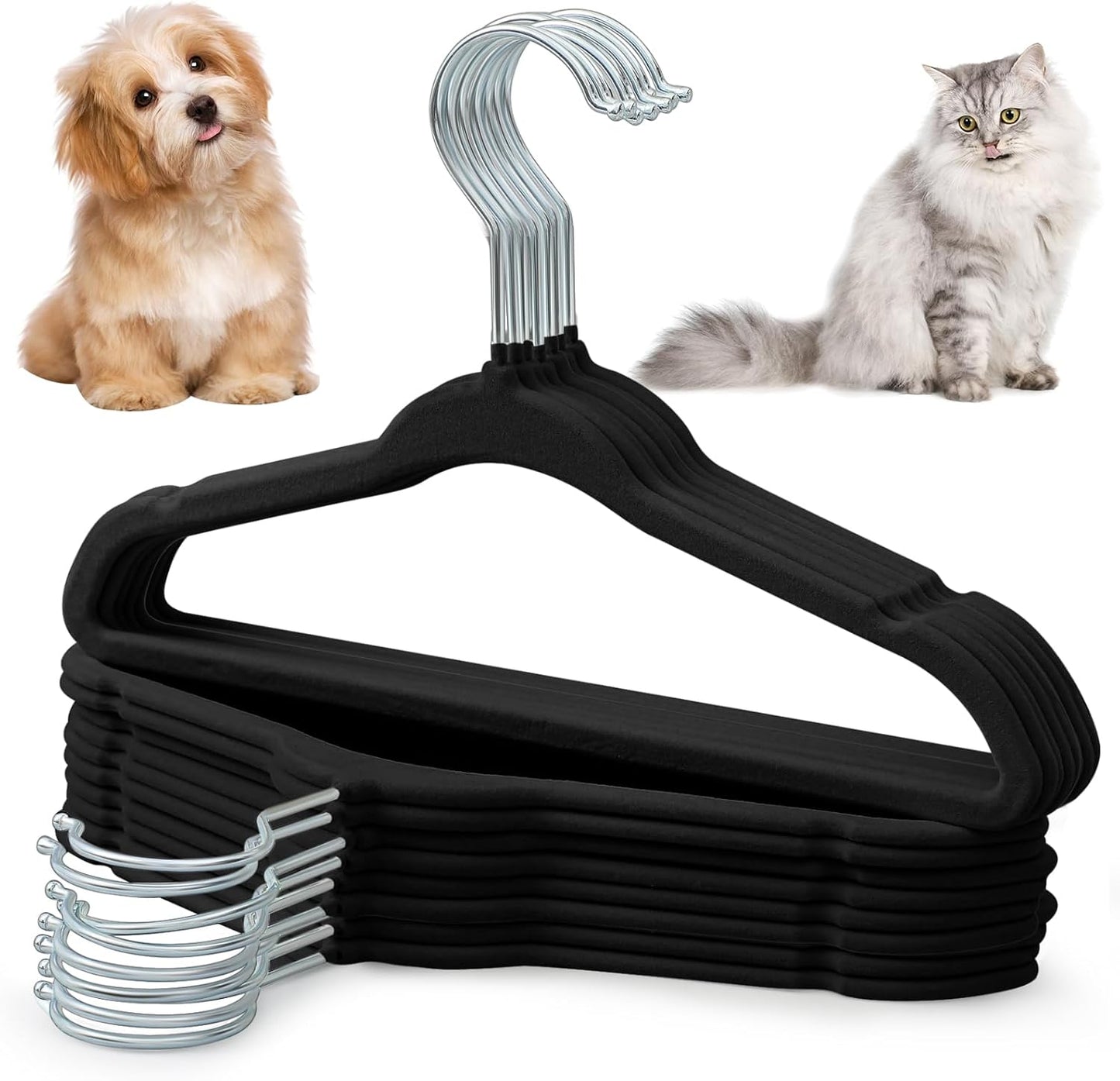 24 Perchas Terriperros 11" Antiderrap 360° Negro Metal Inox