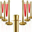6 Pzas Postes Dorados Cuerda Roja 5ft Set Barreras