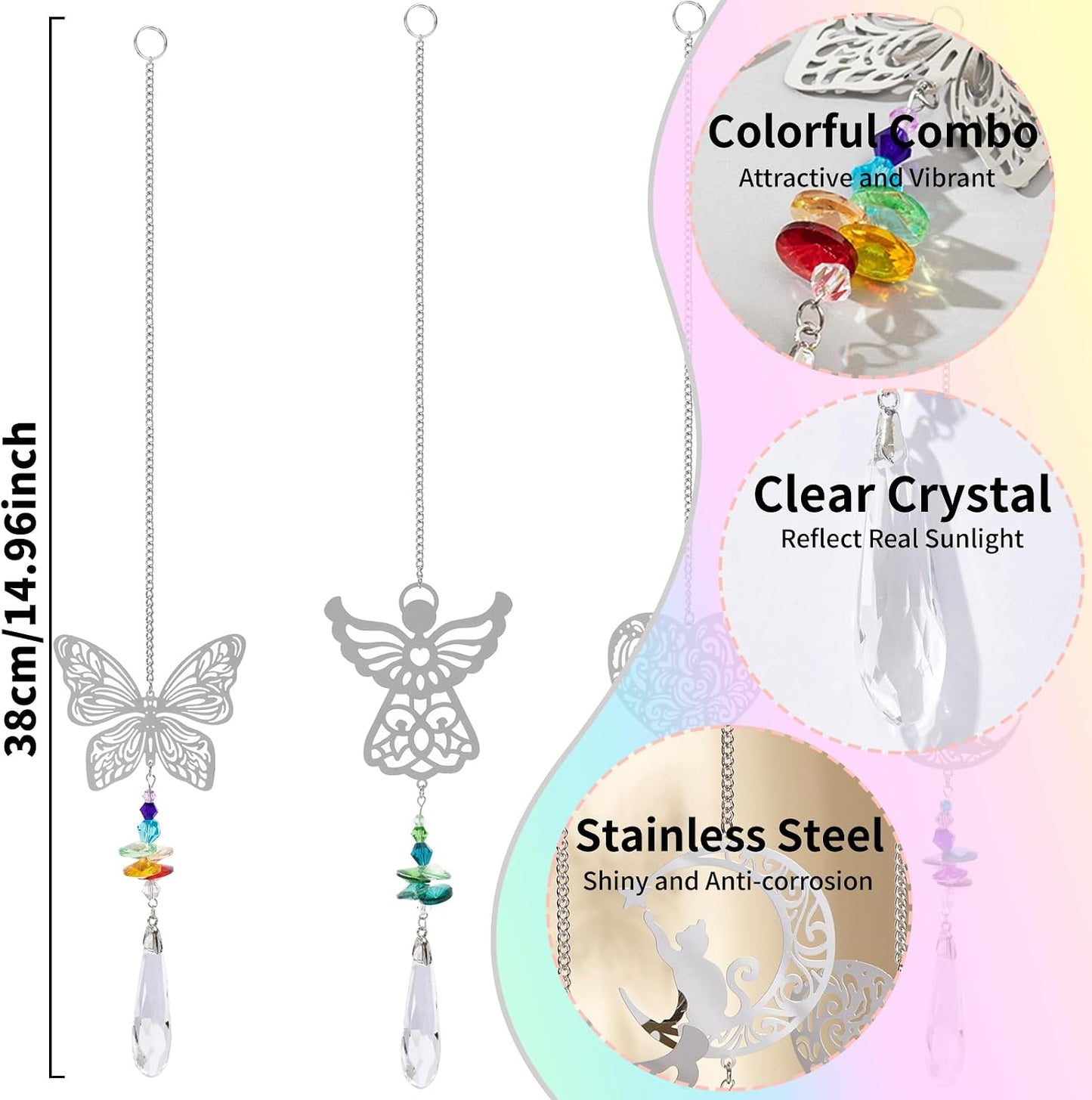 Set 4 atrapasoles colgantes cristal decoración hogar