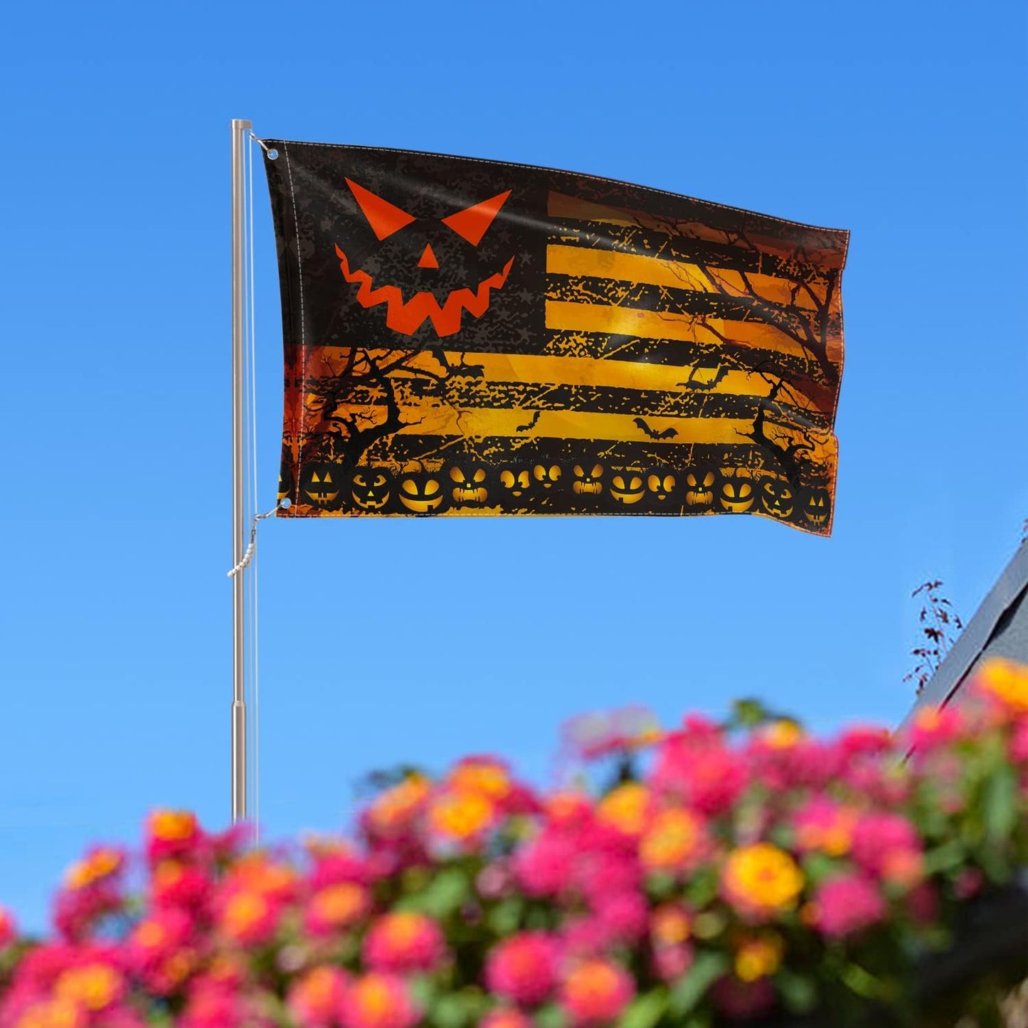 Bandera Halloween doble cara 3x5ft resistente patio