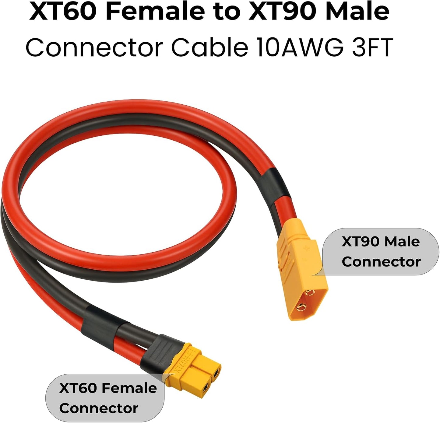 Cable adaptador XT60 a XT90 3 pies para drones y generadores