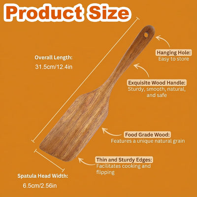 Espátula madera 12pulg para freír huevos pescado