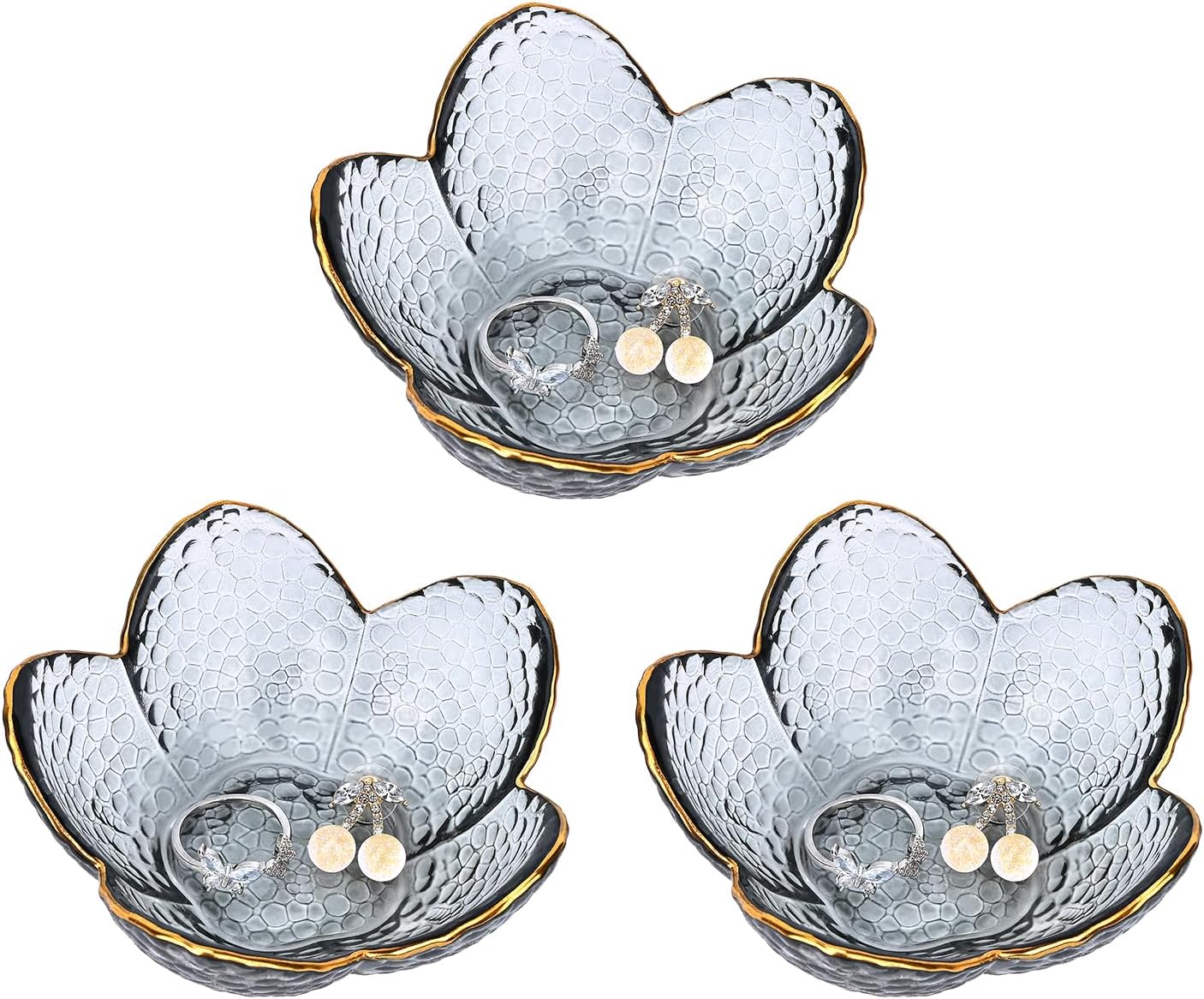 Bandeja cristal soporte joyas anillos collares pulseras gris