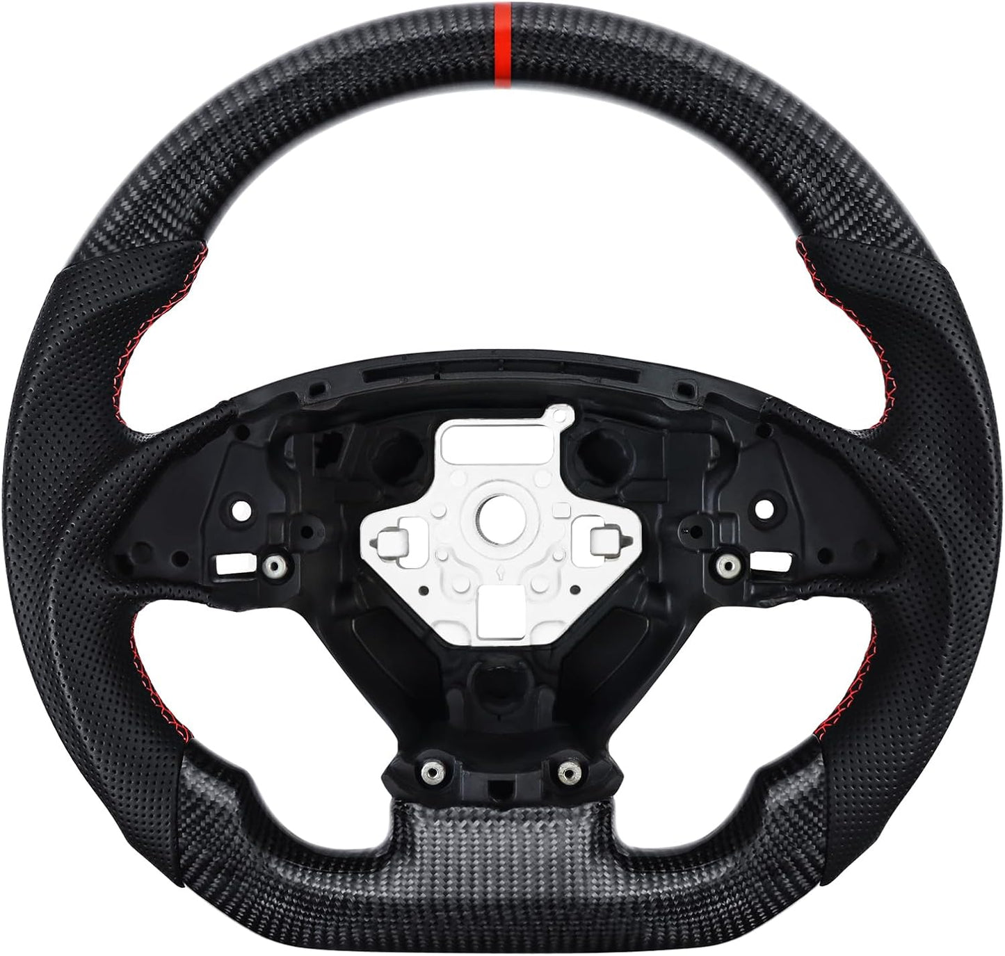 Volante fibra carbono C7 2014-19 cuero perforado Napa