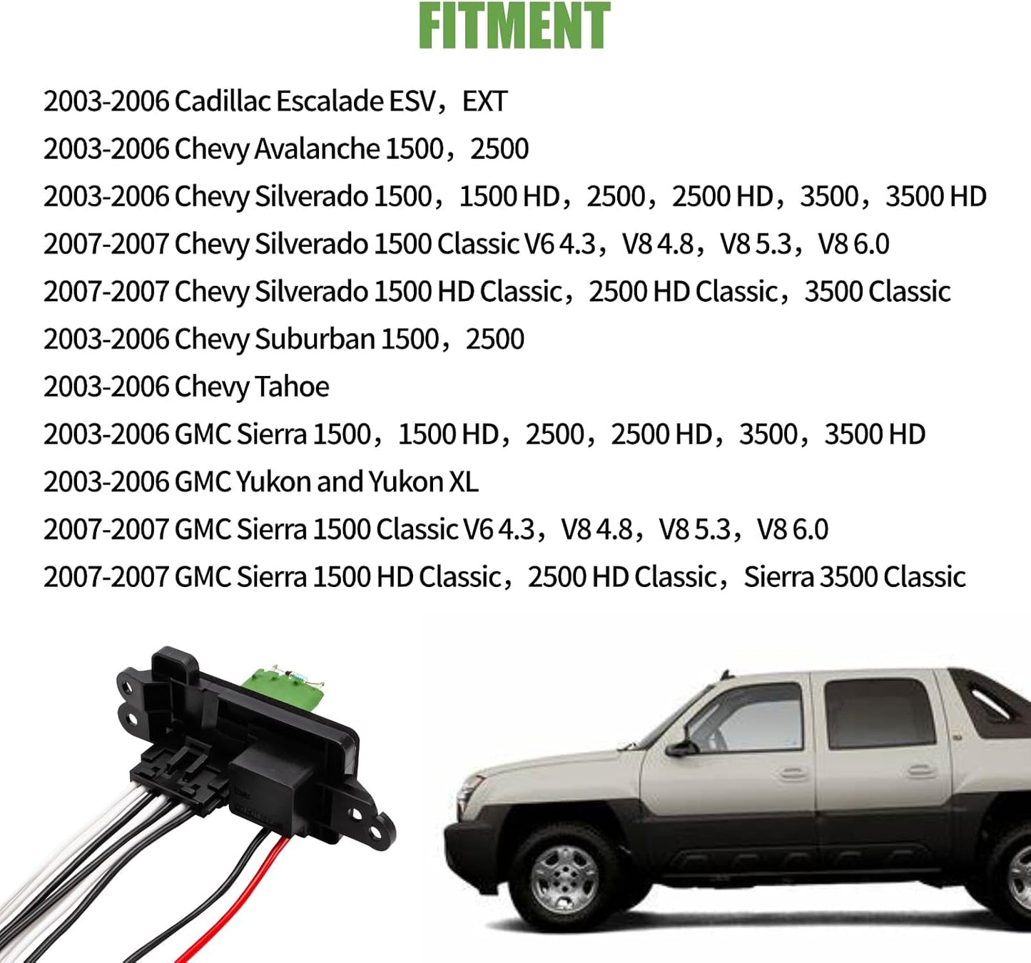 Kit resistencia motor ventilador AC Chevy Silverado 03-07