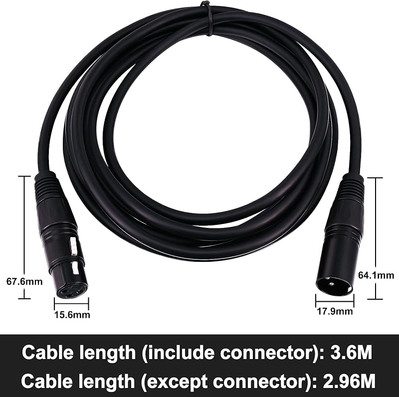 Cable XLR macho a hembra 3 pines 10 pies para micrófono estudio
