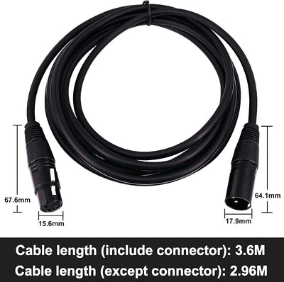 Cable XLR macho a hembra 3 pines 10 pies para micrófono estudio