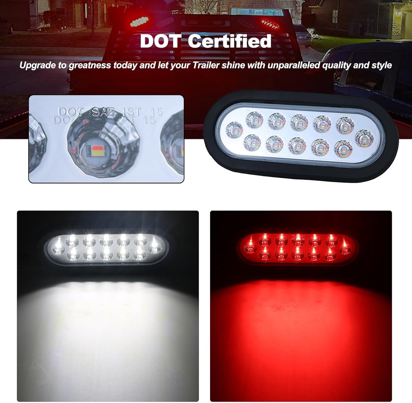 Luces traseras LED ovaladas 6" freno giro marcha atrás kit