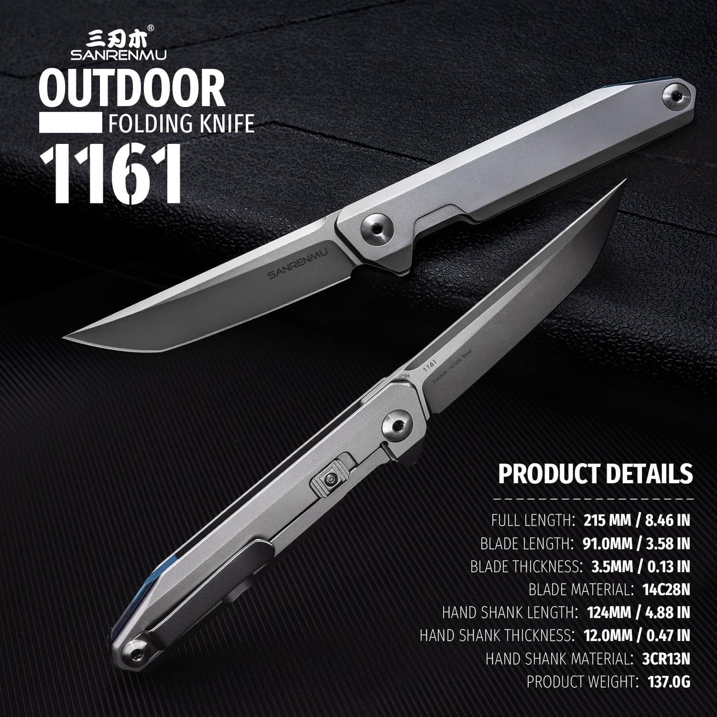 Cuchillo táctico plegable acero 14C28N con bloqueo