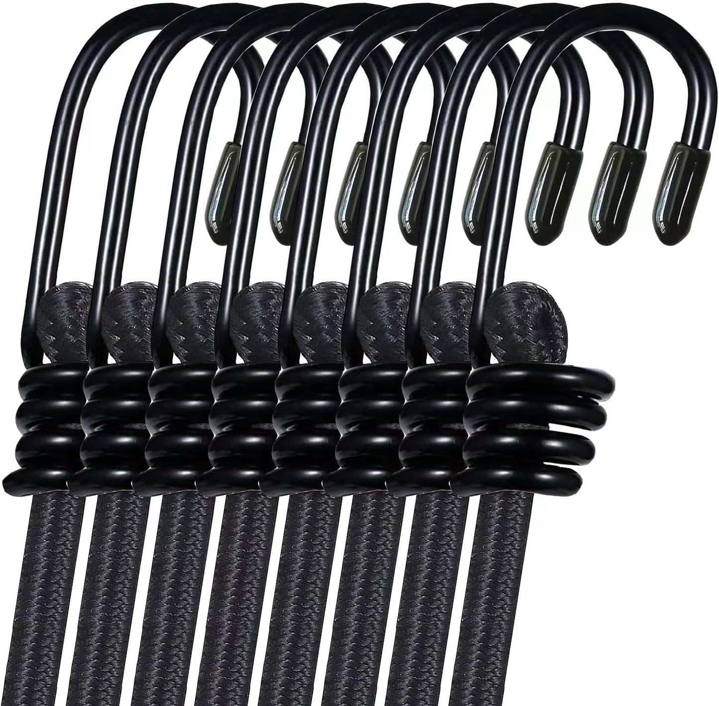 8 Cuerdas Elásticas 24" con Ganchos Negro