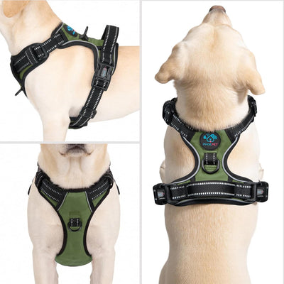 Arnés sin tirones para perros con asa chaleco acolchado reflectante