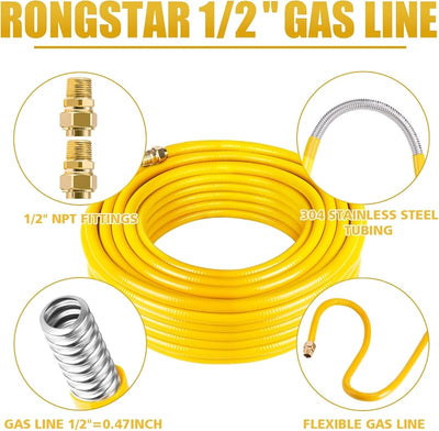 Línea gas CSST 37pulg acero inox corrugado 2 accesorios