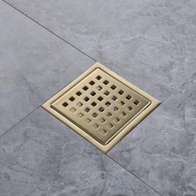 Desagüe cuadrado ducha 4pulg dorado cepillado acero inox
