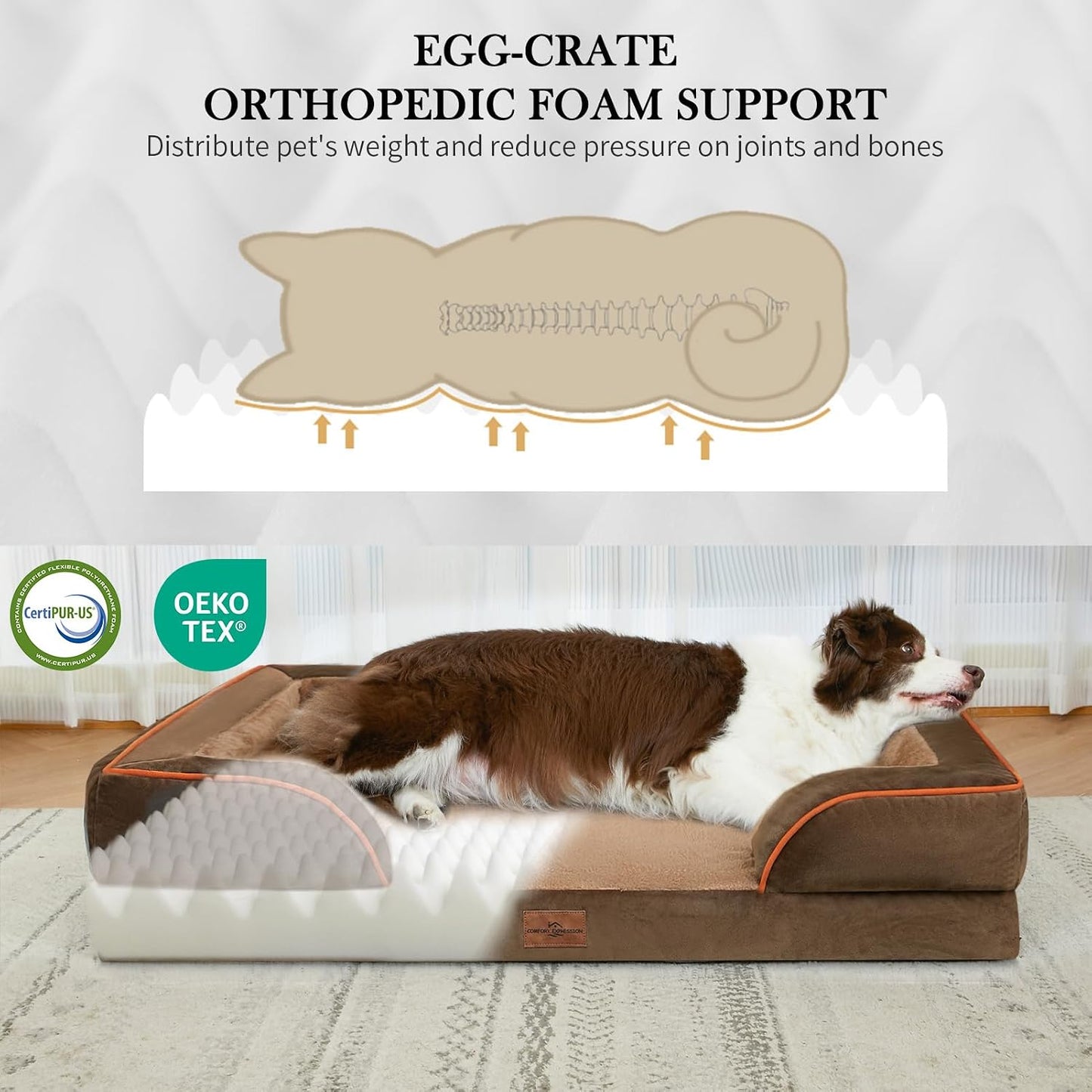 Cama ortopédica perros 28x19pulg espuma marrón