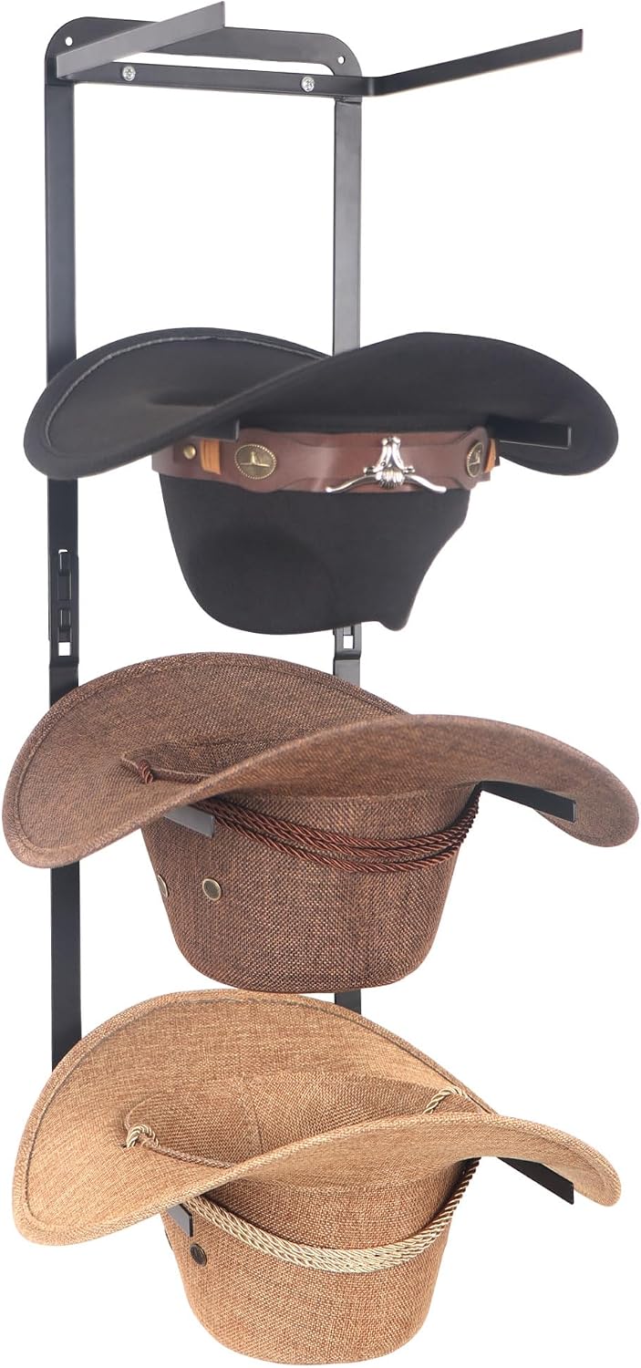 Perchero sombrero metal 4 ganchos para vaquero fedora