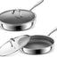 Set 2 Sartenes Antiadherentes Acero Inox 8x10pulg Vidrio Tapa