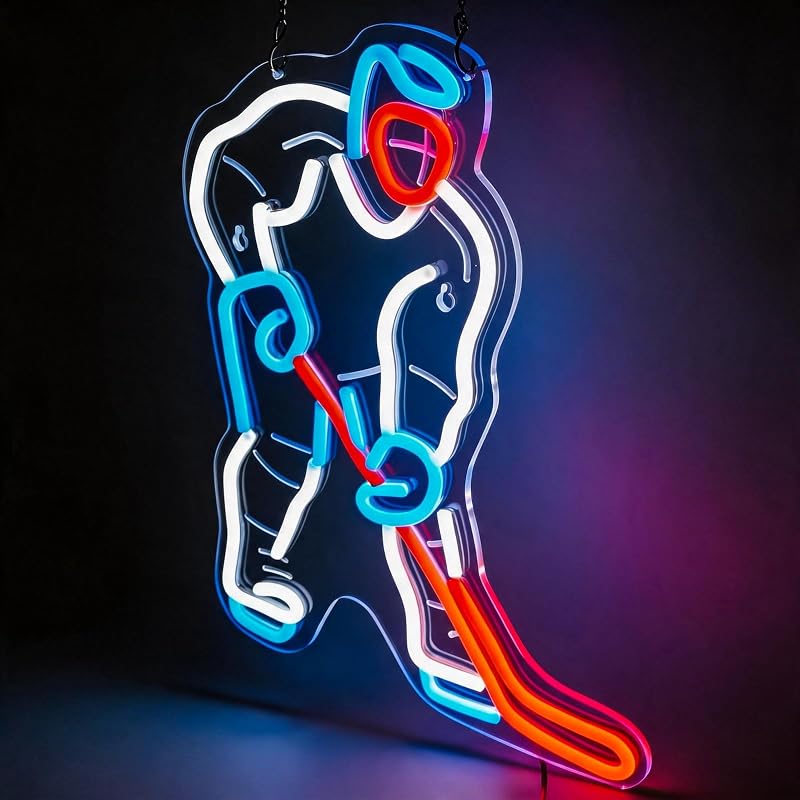 Letrero neón hockey LED para dormitorio niños