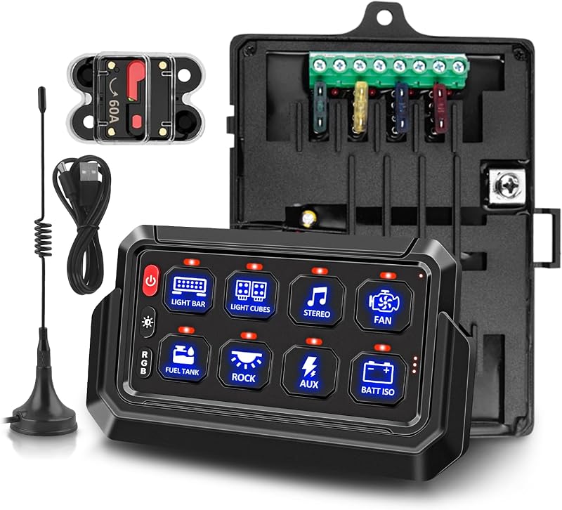 Panel interruptor inalámbrico 12V 8 gang control remoto RGB