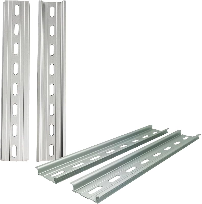 Riel DIN aluminio ranurado 1.378x8pulg plateado 4 pzas