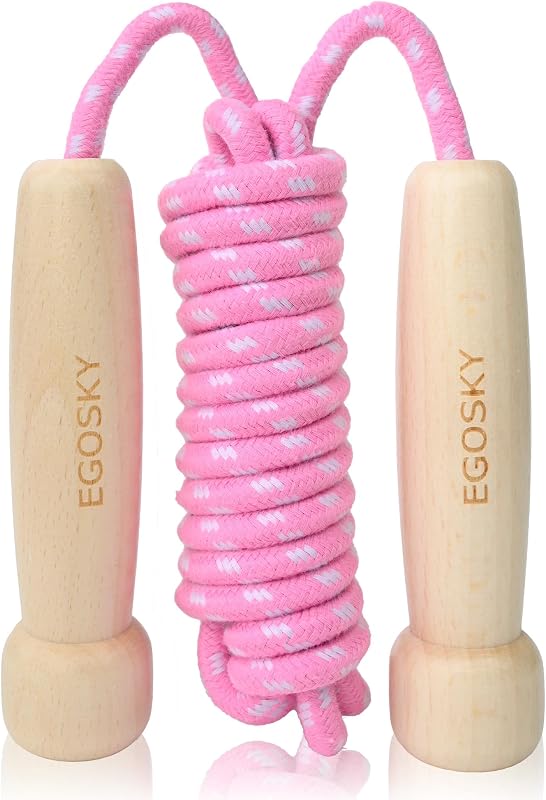 Cuerda saltar ajustable mango madera para adultos niños