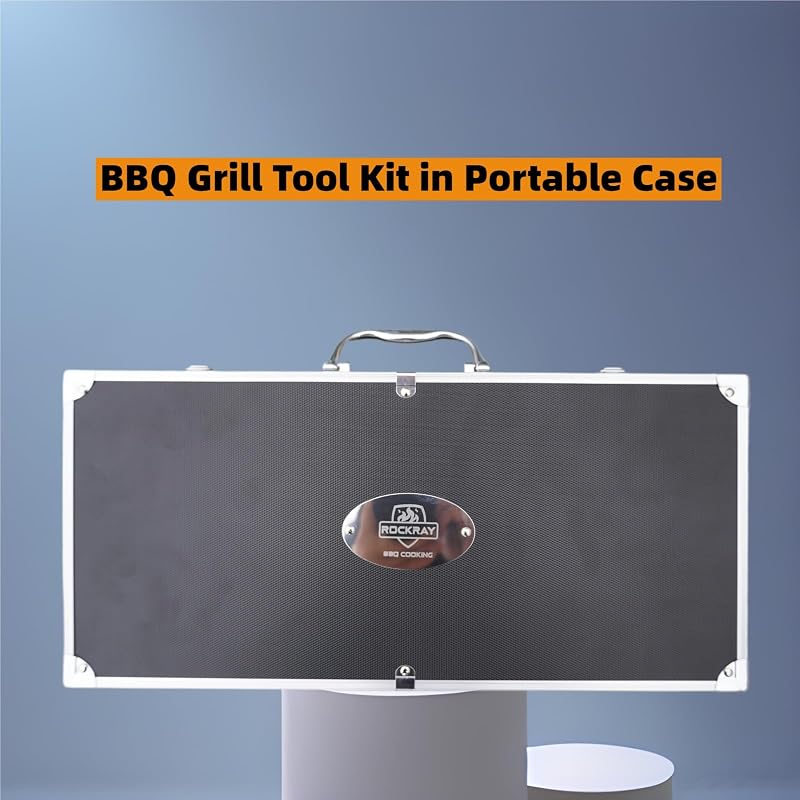 Set 21 Pzas Utensilios Acero Inox para Parrilla con Estuche
