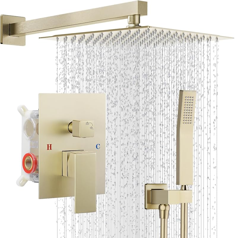 Set grifo ducha cuadrado 10" lluvia acero inox una manija