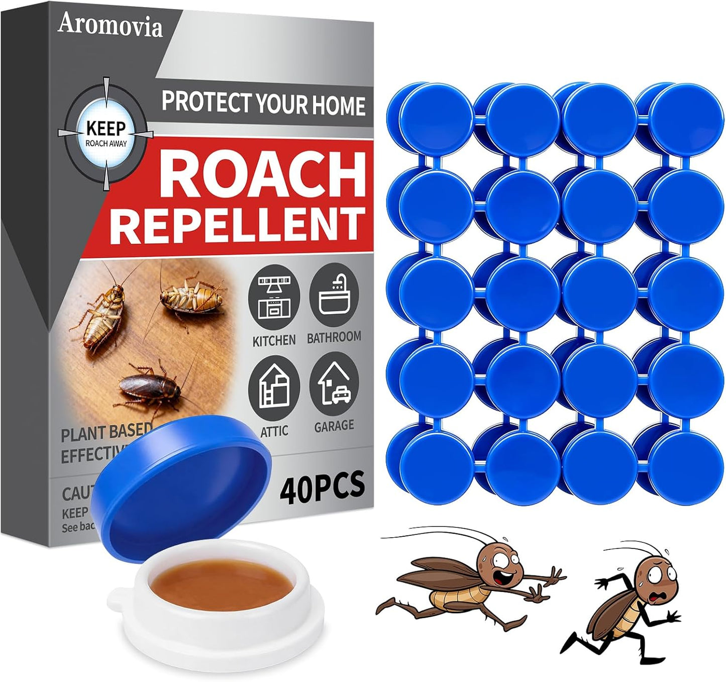 Cebo gel para cucarachas 40 pzas con adhesivo trampa interior