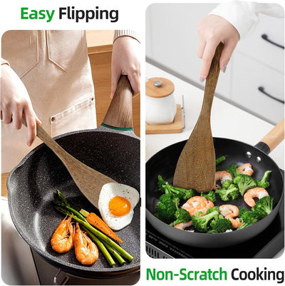 2 Pzas Espátulas Madera 12.8pulg Utensilios Cocina Antiadherentes