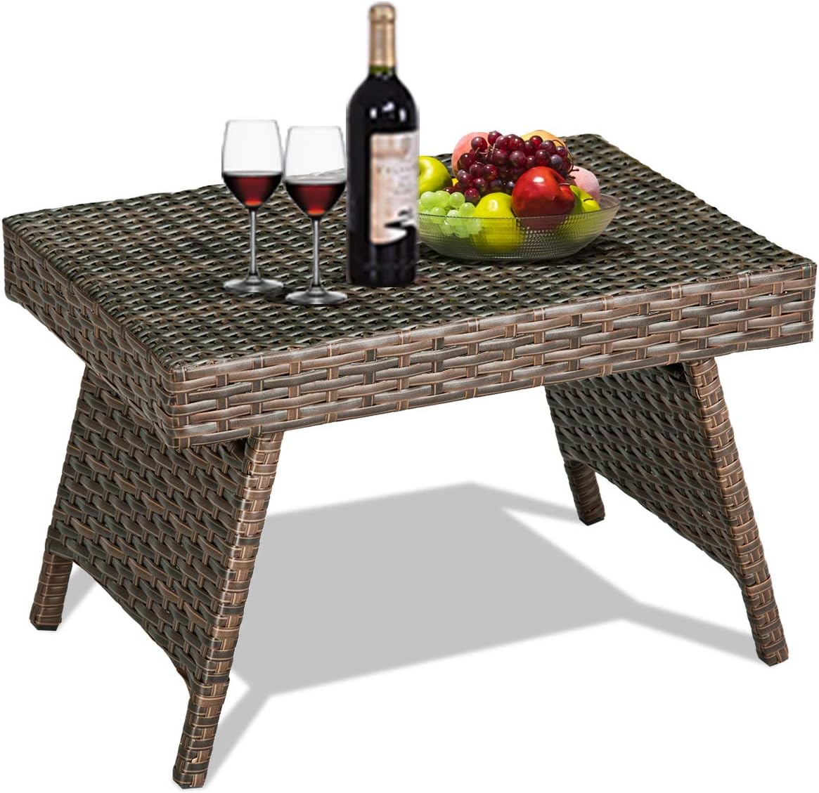 Mesa mimbre plegable para exteriores ratán resistente