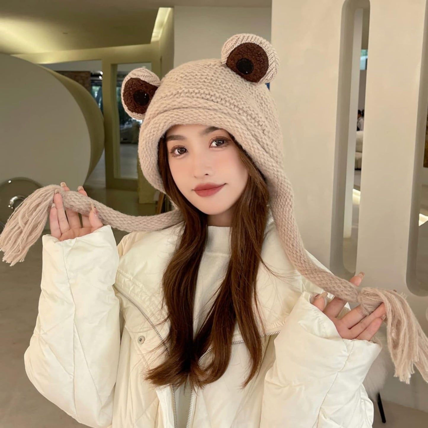 Gorro rana adulto punto ganchillo otoño invierno