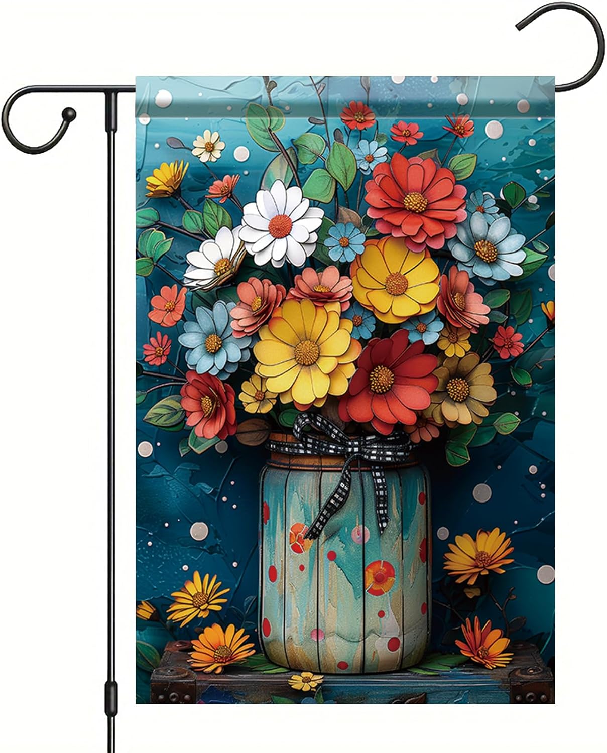 Bandera jardín floral 12x18pulg doble cara rústica