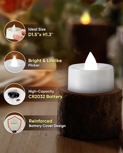 Pack 12 Velas LED Té con Temporizador 6h