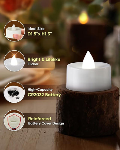Pack 12 Velas LED Té con Temporizador 6h