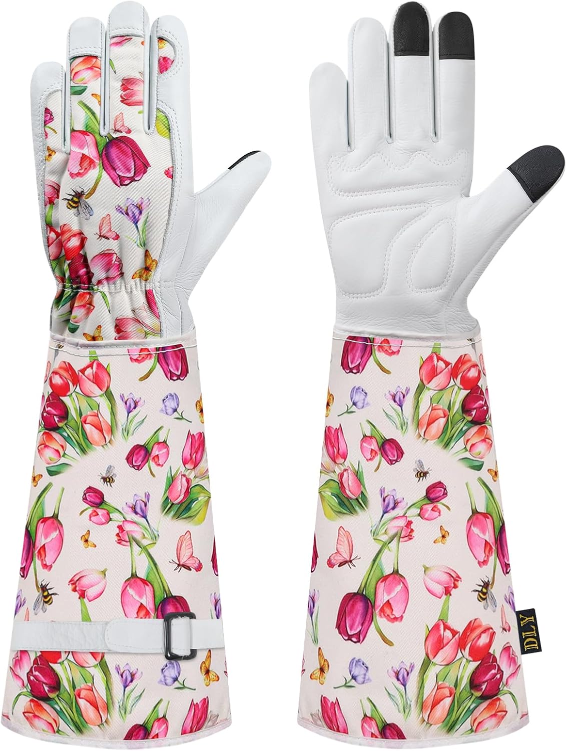 Guantes jardinería mujer cuero vaca transpirable l blanco