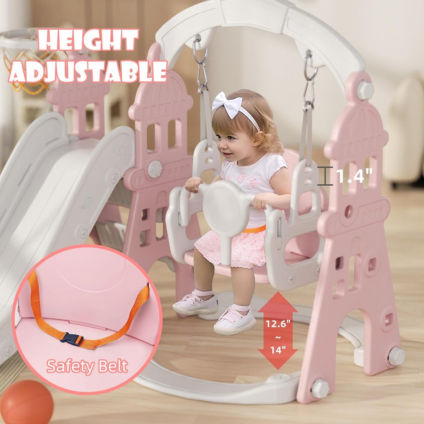 Set 5en1 tobogán y columpio para niños 1-3 años