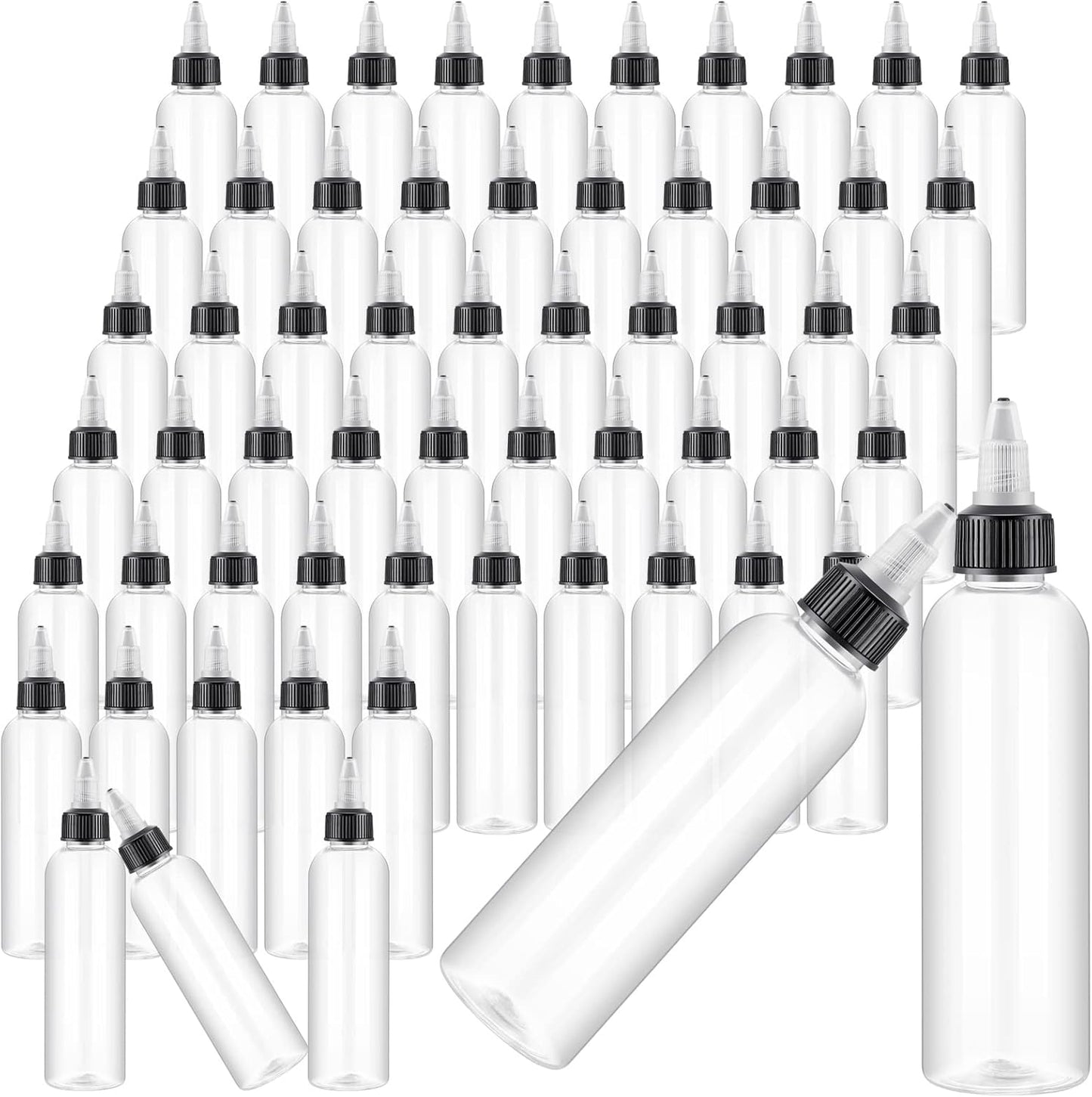 200 Botellas Plástico 4oz Aceite Cabello Tapa Giratoria