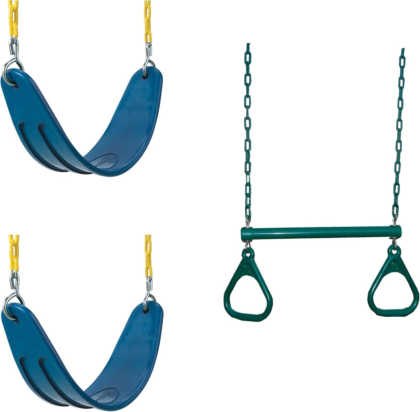 Set 2 asientos columpio azul anillo trapecio combo