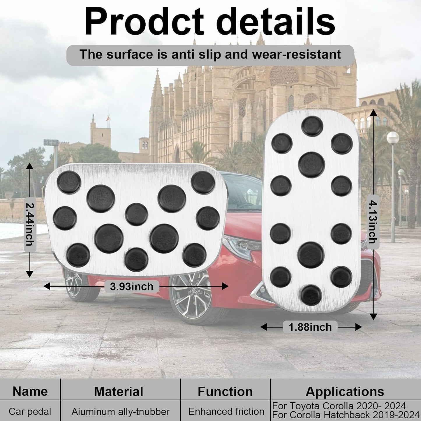 2 Fundas Antiderrap. Aluminio Pedal Freno Acelerador