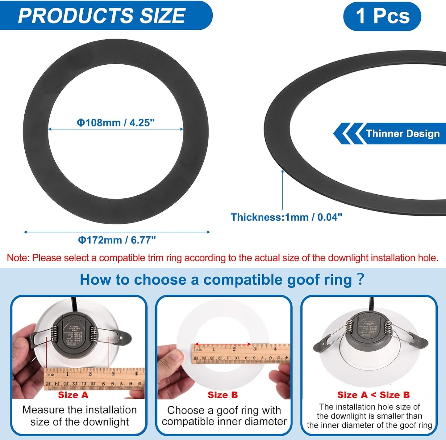 Anillo Goof para candelabro empotrado 4pulg 6.77pulg