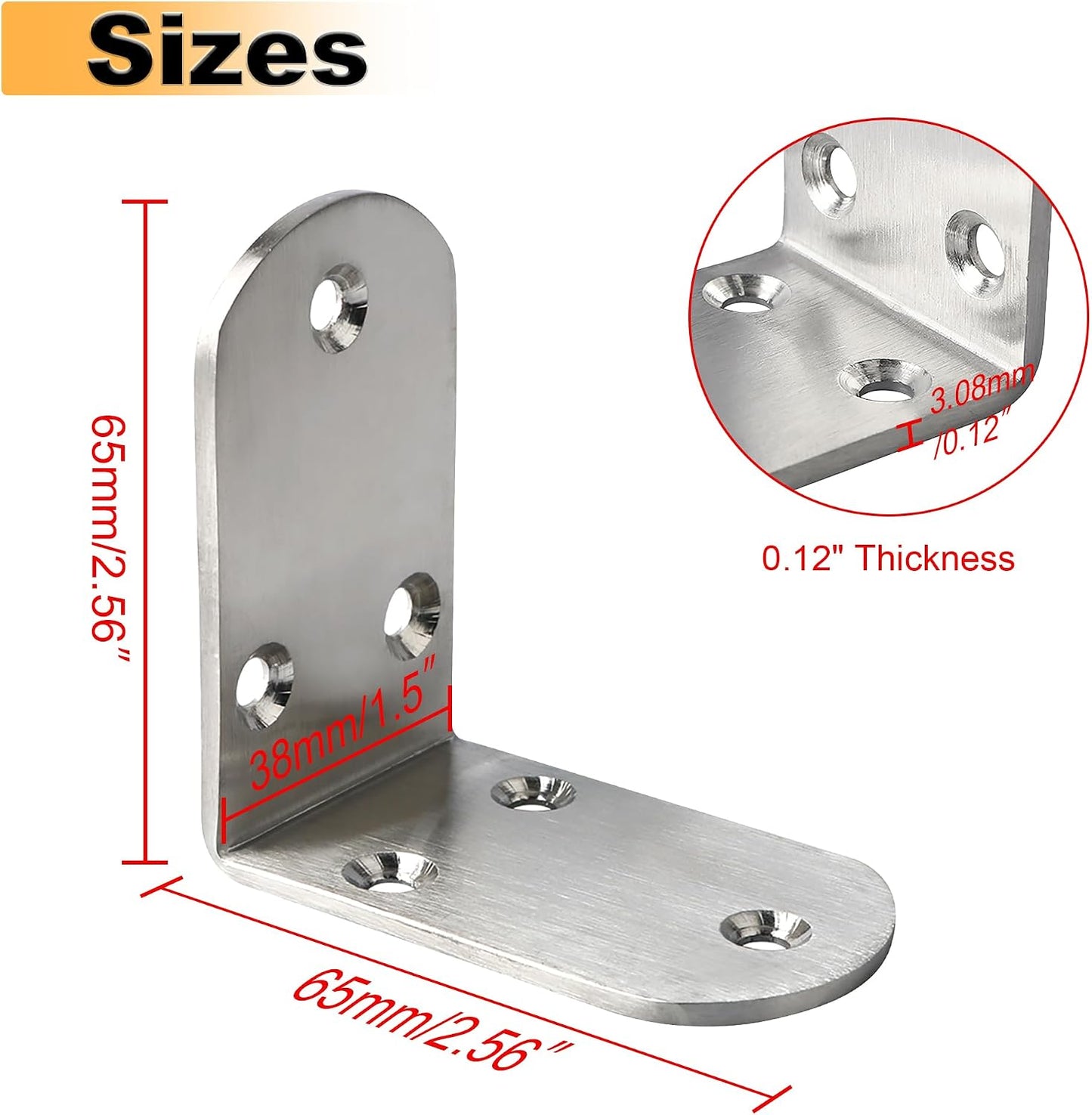 4 Soportes L Acero Inox para Estantes Resistentes