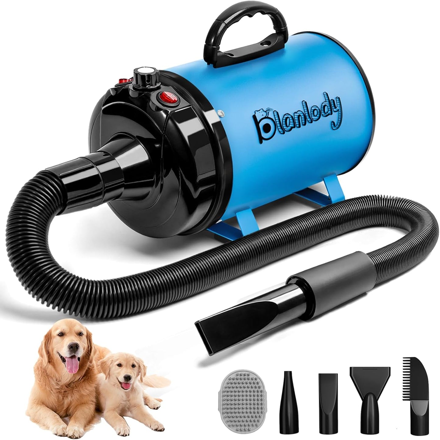 Secador pelo perro 3800W profesional 4 boquillas azul