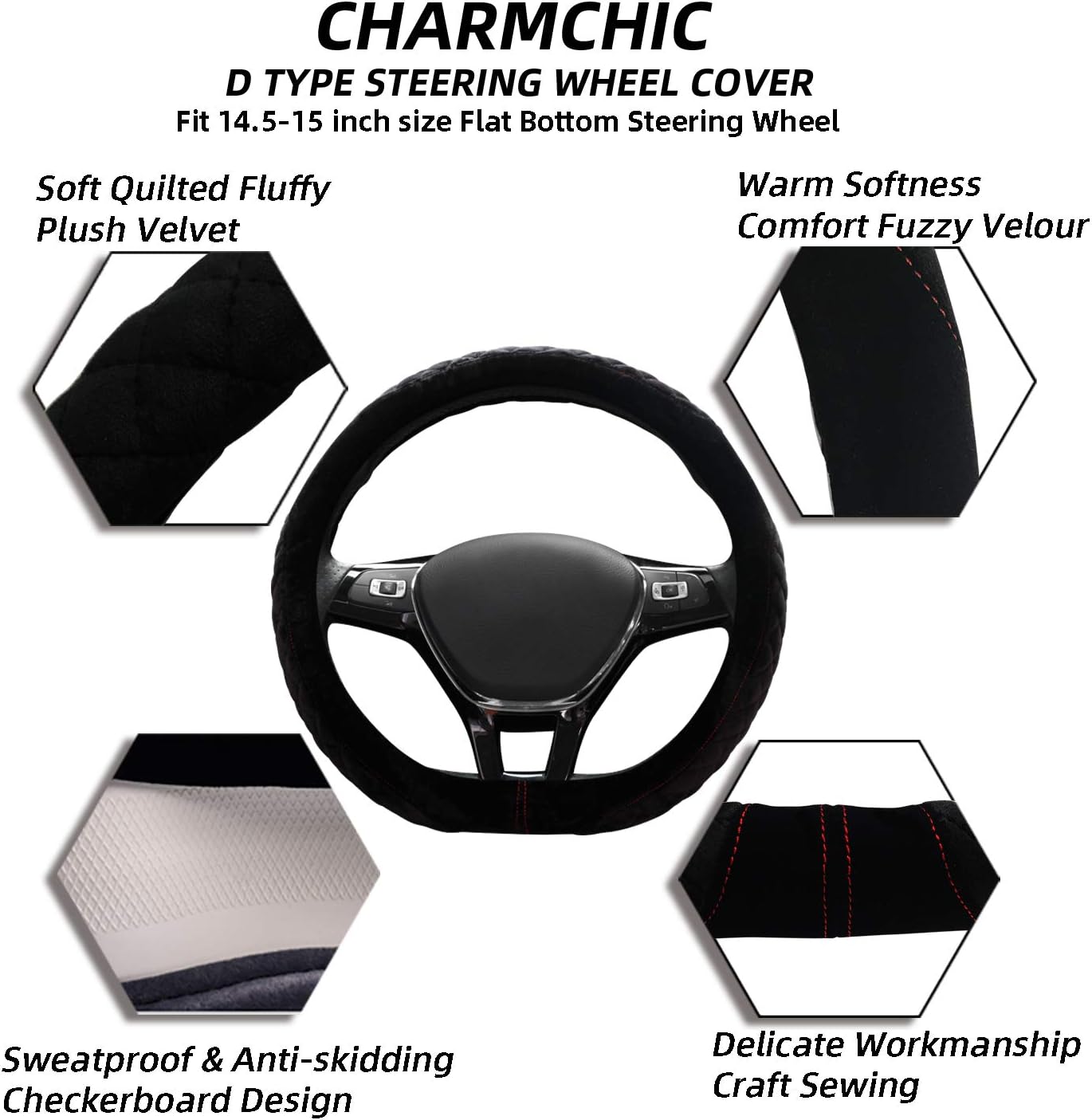 Funda volante forma D 15pulg color negro